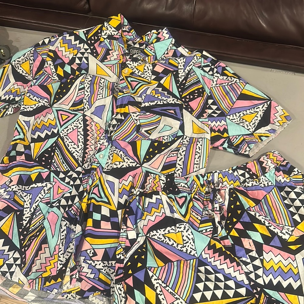 Geo print shirt and shorts